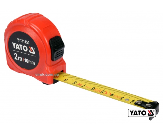 Фото 2 - Рулетка YATO 2 м x 16 мм зі сталевою стрічкою і нейлоновим покриттям і подвійним блокуванням