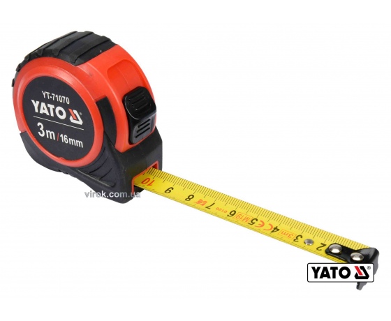 Фото 2 - Рулетка YATO 3 м x 16 мм зі сталевою стрічкою і нейлоновим покриттям