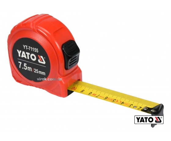 Фото 2 - Рулетка YATO 7.5 м x 25 мм зі сталевою стрічкою і нейлоновим покриттям і подвійним блокуванням