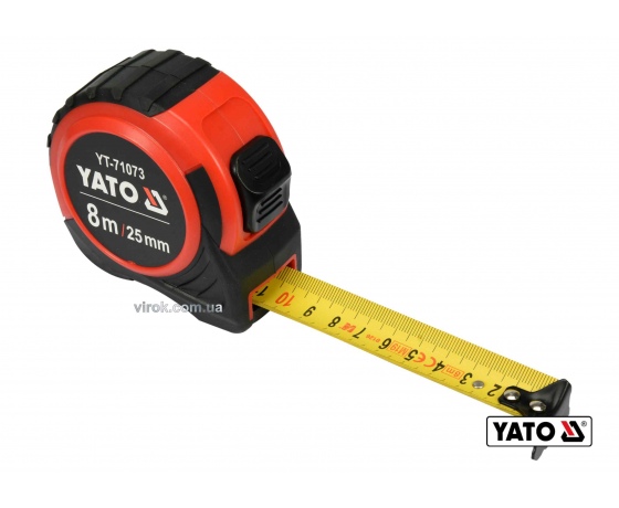 Фото 2 - Рулетка YATO 8 м x 25 мм зі сталевою стрічкою і нейлоновим покриттям