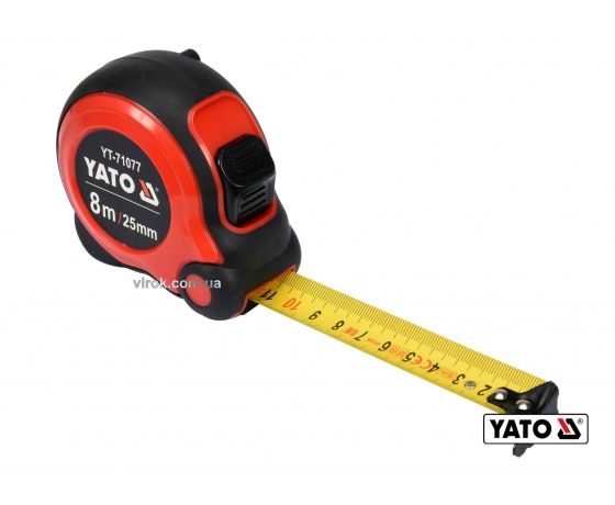 Фото 2 - Рулетка YATO 8 м x 25 мм зі сталевою стрічкою і нейлоновим покриттям і подвійним блокуванням