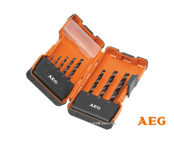 Фото 2 - Набір свердл по дереву з 3-крапковими пругами AEG Ø3-10 мм 8 шт + футляр