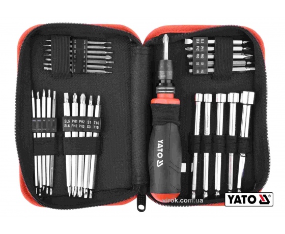 Фото 2 - Викрутка реверсивна з набором біт YATO HEX-1/4