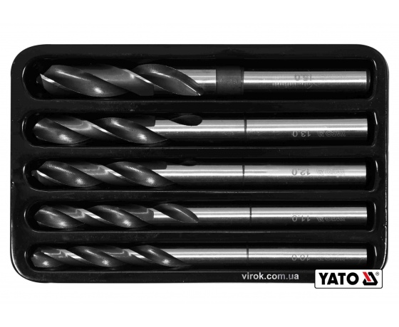 Фото 2 - Набір свердл по металу YATO HSS 4241 Ø10-15 мм 75/150 мм до нержавіючої і конструкційної сталі 5 шт