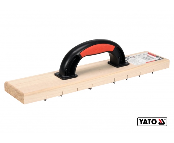Фото 2 - Терка для зняття штукатурки дерев'яна з дрібними зубцями YATO 405 х 84 мм пластикова ручка