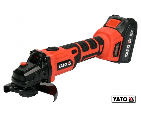 Фото 2 - Шліфмашина кутова акумуляторна безщіткова YATO Li-Ion 18 В 3 Агод 125 мм + кейс