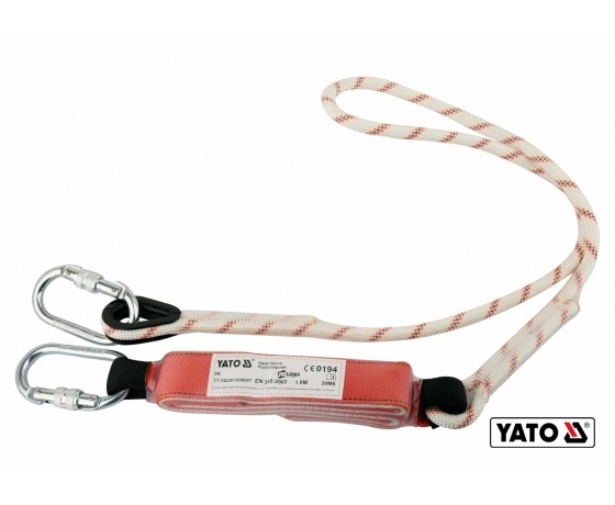 Фото 2 - Мотузка з амортизатором і двома карабінами YATO 1.8 м Ø12 мм