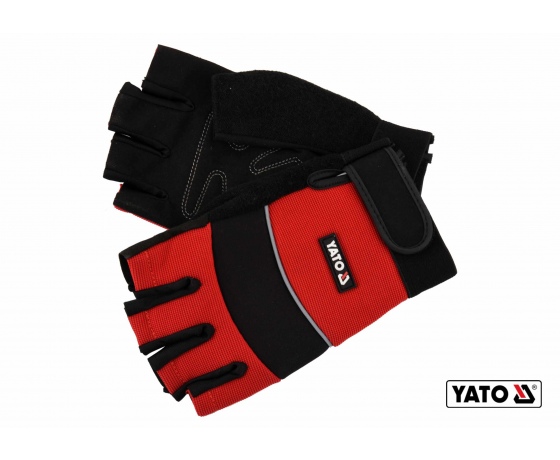 Фото 2 - Рукавиці робочі з відкритими пальцями YATO штучна шкіра + синтетична тканина розмір 9
