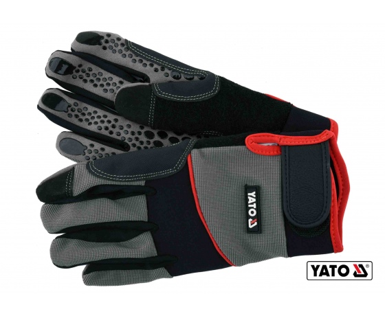Фото 2 - Рукавиці робочі з застібкою-липучкою YATO штучна шкіра + синтетична тканина розмір 8