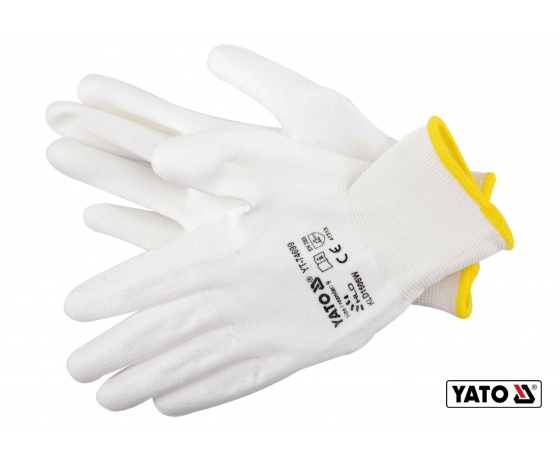 Фото 2 - Рукавиці робочі нейлонові білі YATO розмір 9