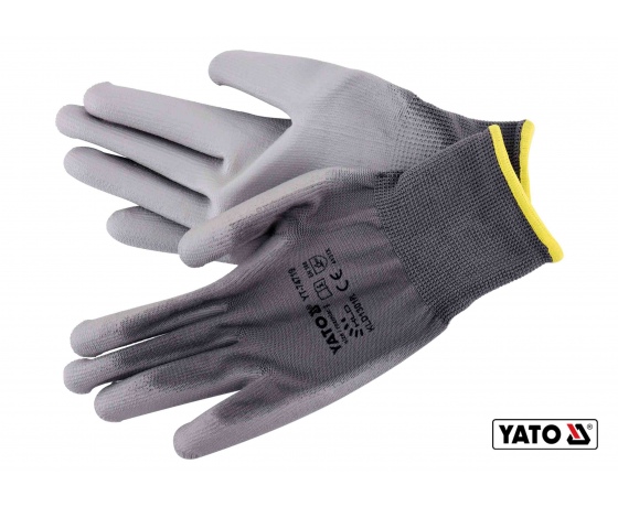 Фото 2 - Рукавиці робочі нейлонові сірі YATO розмір 9