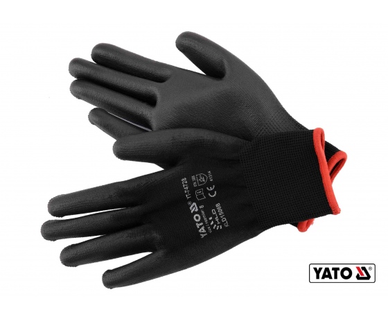 Фото 2 - Рукавиці робочі нейлонові чорні YATO розмір 8