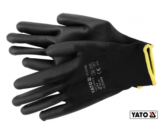 Фото 2 - Рукавиці робочі нейлонові чорні YATO розмір 9