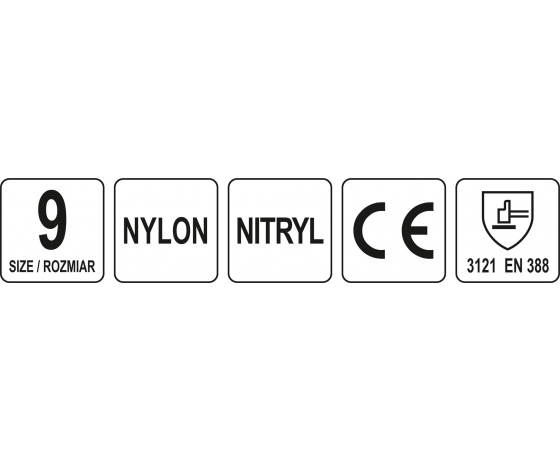 Фото 3 - Рукавиці робочі оливостійкі з нейлону і нітрилу YATO розмір 9