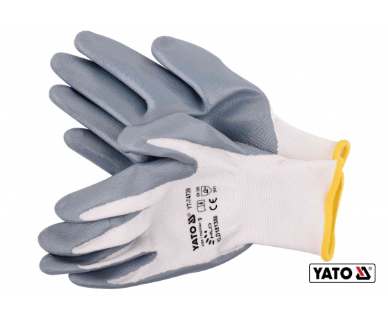 Фото 2 - Рукавиці робочі оливостійкі з нейлону і нітрилу YATO розмір 9
