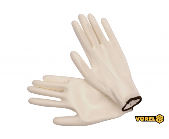 Фото 2 - Рукавиці робочі білі VOREL поліестер покритий поліуретаном розмір 10