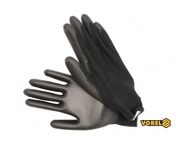 Фото 2 - Рукавиці робочі чорні VOREL поліестер покритий поліуретаном розмір 10