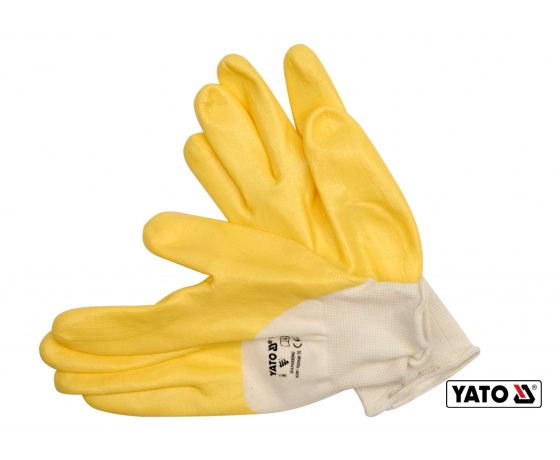 Фото 2 - Рукавиці робочі трикотажні покриті нейлоном жовті YATO розмір 10