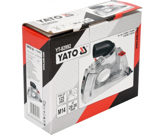 Фото 4 - Кожух пилозахисний YATO до КШМ на диск Ø115/125 мм, глибина різу 32мм, діапазон 28-36 мм