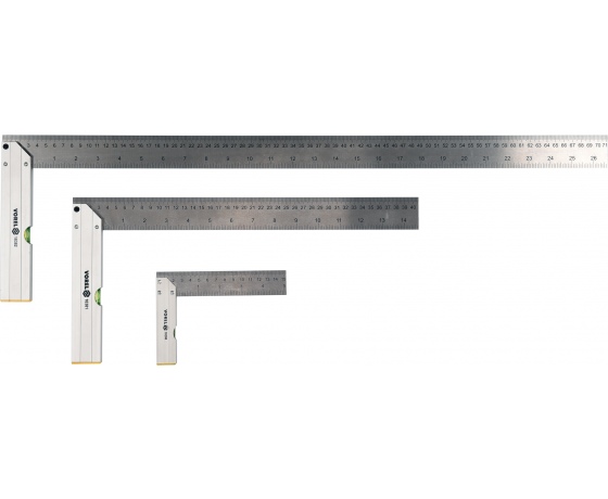 Фото 2 - Кутники з рівнем VOREL 150/400/700 мм, метрична і дюймова шкали, алюміній+сталь, 3 шт.