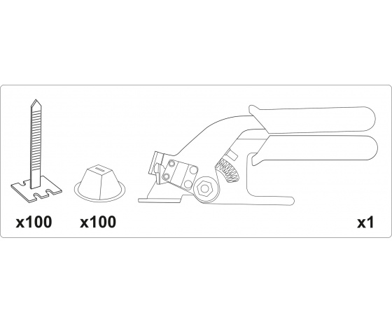 Фото 7 - Набір для викладання плитки VOREL, 100 чашок, 100 стяжок, стяжні щипці, 201 елемент