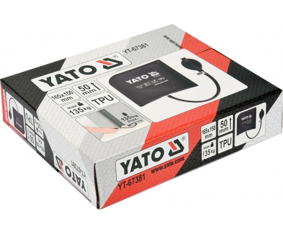 Фото 4 - Подушка монтажна, надувна YATO, навантаження 135 кг, висоти 50 мм, 165 х 150 мм