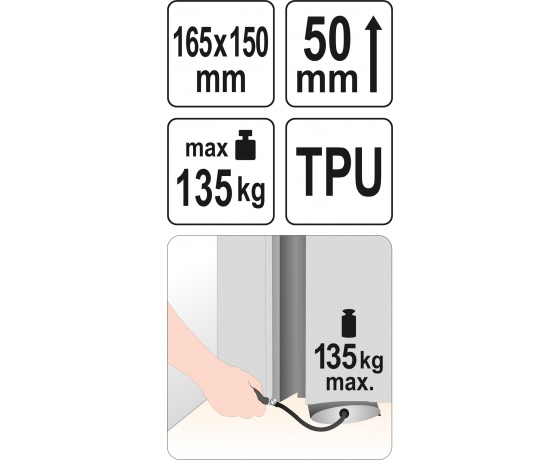 Фото 5 - Подушка монтажна, надувна YATO, навантаження 135 кг, висоти 50 мм, 165 х 150 мм
