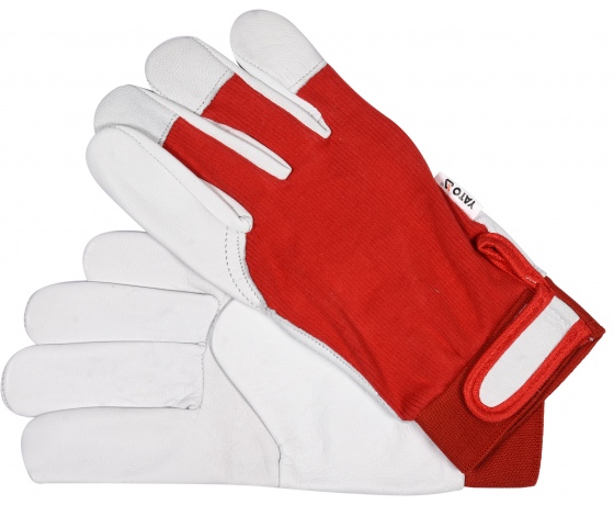 Фото 2 - Рукавиці робочі біло-червоні YATO, бавовна + шкіра, розмір 8