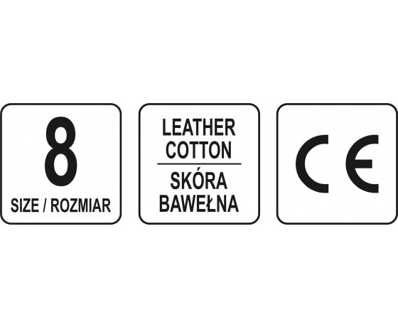 Фото 4 - Рукавиці робочі біло-чорні YATO, бавовна + шкіра, розмір 8