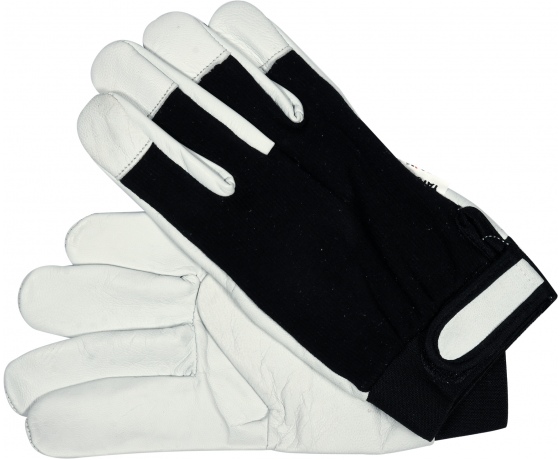 Фото 2 - Рукавиці робочі біло-чорні YATO, бавовна + шкіра, розмір 8