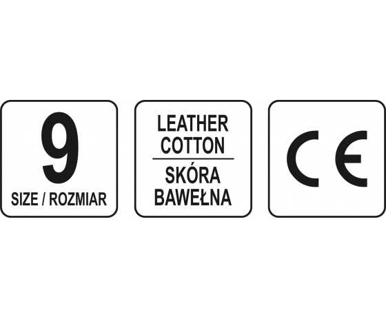 Фото 4 - Рукавиці робочі біло-чорні YATO, бавовна + шкіра, розмір 9