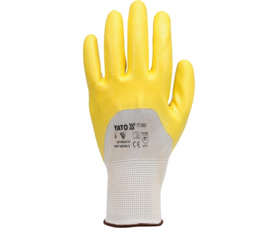 Фото 4 - Рукавиці робочі жовті з латексним покриттям YATO, розмір 9