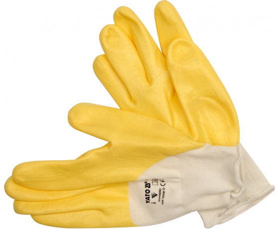Фото 2 - Рукавиці робочі жовті з латексним покриттям YATO, розмір 9