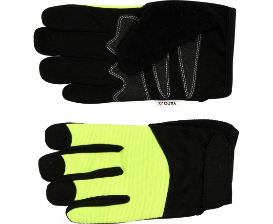 Фото 4 - Рукавиці робочі чорно-жовті зміцнені YATO для сенсорних екранів, штучна шкіра бавовняний трикотаж, розмір 10