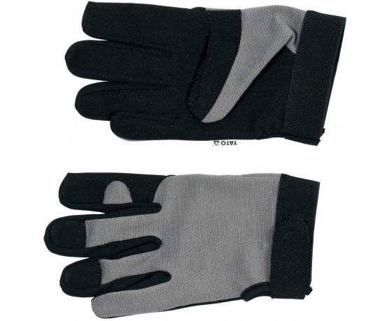 Фото 3 - Рукавиці робочі чорно-сірі YATO, для сенсорних екранів, штучна шкіра + бавовняний трикотаж, розмір 9