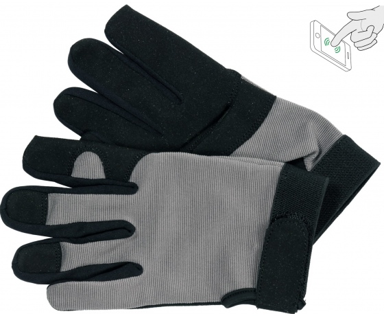 Фото 2 - Рукавиці робочі чорно-сірі YATO, для сенсорних екранів, штучна шкіра + бавовняний трикотаж, розмір 10