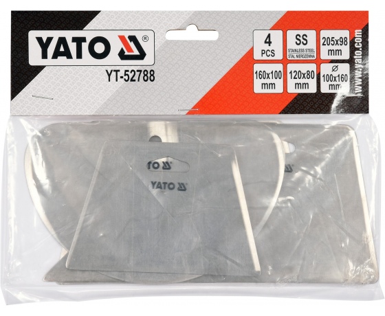 Фото 3 - Скребки столярні з нержавіючої сталі YATO, 205х98 мм, 160х100 мм, 120х80 мм, 100х160 мм, 4 шт.