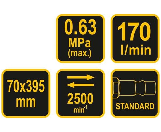 Фото 5 - Шліфмашина пневматична вібраційна VOREL: платформа 70х 395 мм, P= 0.63 MPa, 170 л/хв