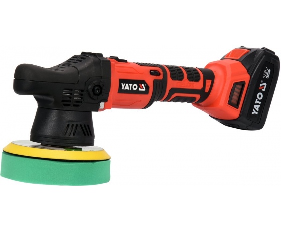 Фото 2 - Полірувальна машина ексц. акумул YATO: Li-Ion 18 В, 3 Агод, 1500-5000 об/х, диск Ø= 150мм, кріпл- М8