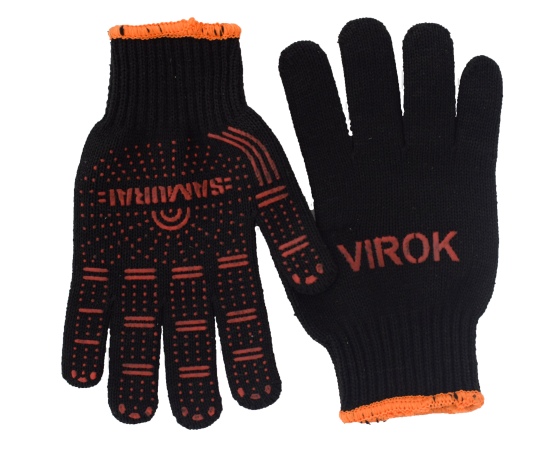 Фото 2 - Рукавиці трикотажні SAMURAI  з двостороннім ПВХ   (10 клас,бавовна 40%,поліестр 60%)розм.10