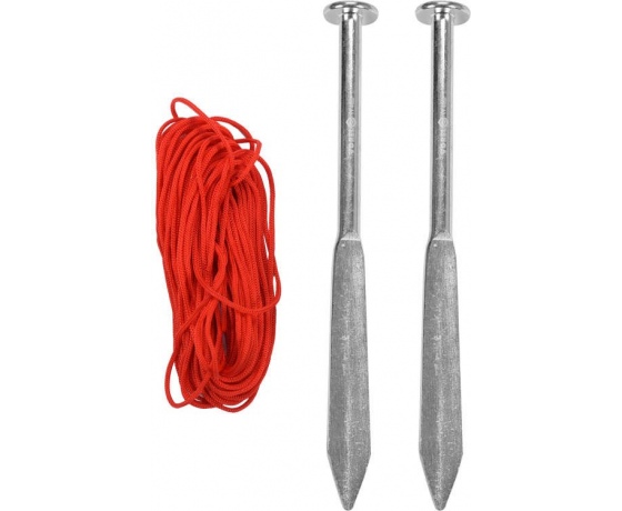 Фото 2 - Кілки мулярські 2 шт. VOREL сталеві, Ø= 8 мм, l= 160 мм зі шнуром l= 10 м