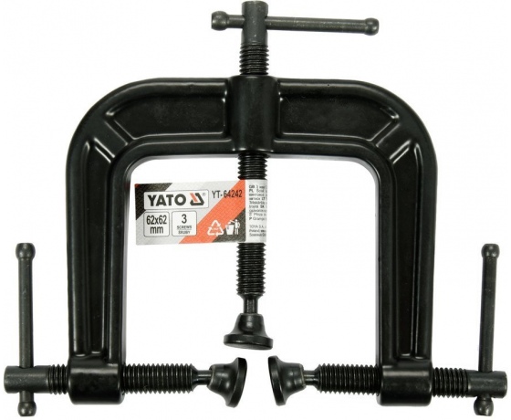 Фото 2 - Струбцина з 3 гвинтовими затискачами YATO, тип 