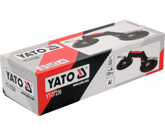 Фото 4 - Присоска для монтажу скла подвійна YATO: 2 чашки Ø= 125 мм, m= 120 кг, 245х 125х 7 мм