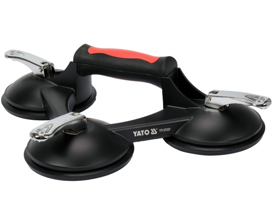 Фото 2 - Присоска для монтажу скла потрійна (алюміній) YATO: 3-ри чашки Ø= 125 мм, m= 190 кг, 345х 282х 7 мм