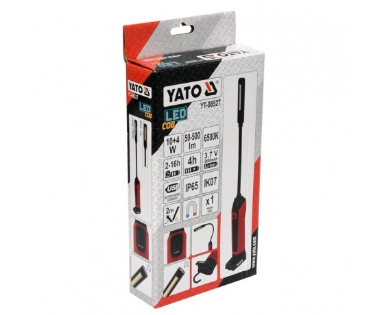 Фото 8 - Лампа світлодіодна для майстерні YATO; 3.7 В акумулят. Li-Ion, 2 режими, зарядний USB пристрій