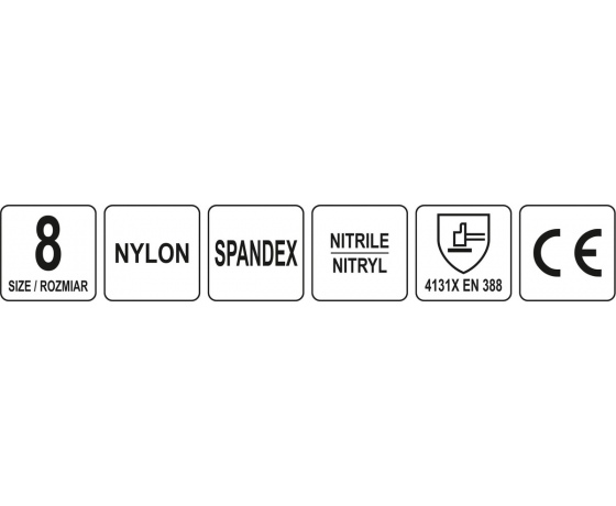 Фото 4 - Рукавиці робочі нейлонові YATO покрите спіненим нітрилом з накрапленням, розмір 8, чорнр-сірі