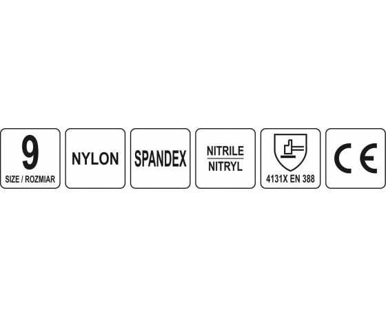 Фото 4 - Рукавиці робочі нейлонові YATO покрите спіненим нітрилом з накрапленням, розмір 9, чорнр-сірі