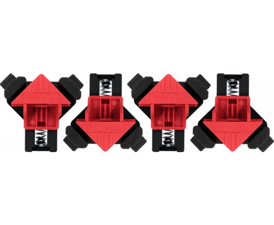 Фото 2 - Струбцини кутові (90°) пружинні YATO для робочого діапазону 5- 22 мм, 80х 85х 50 мм, 4 шт.