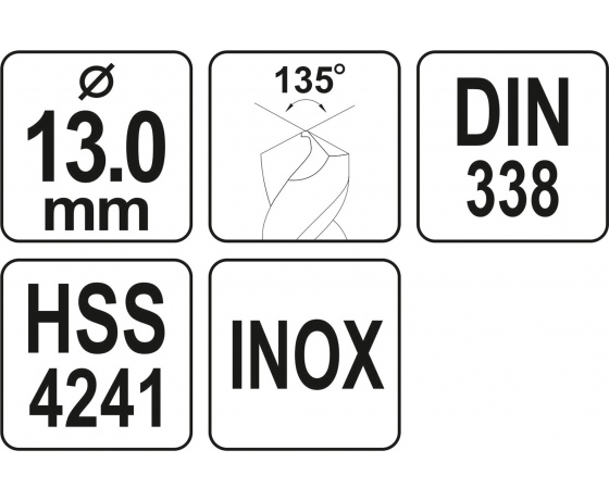Фото 3 - Свердло по металу PREMIUM YATO до нержавіючої і високолегованої сталі, литва 13 х 150 мм HSS 4241