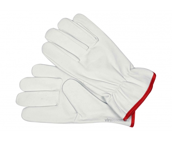 Фото 2 - Рукавиці робочі білі з червоною крайкою YATO бавовна + шкіра розмір 10